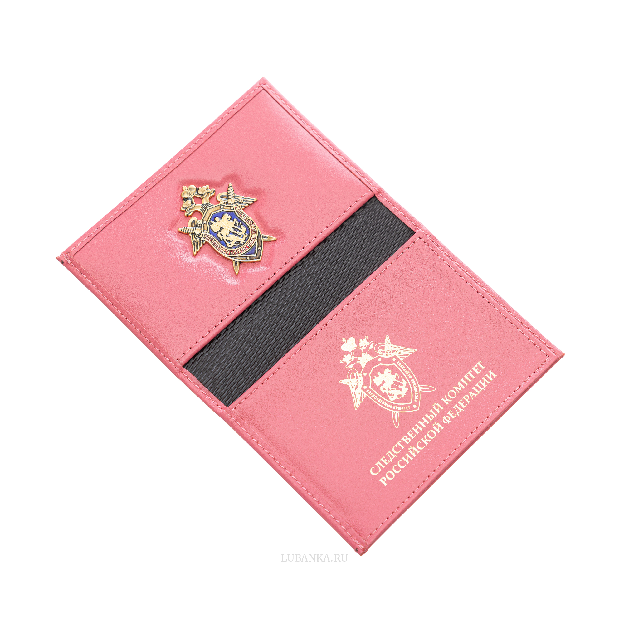 Обложка для автодокументов и удостоверения СКР с жетоном розовая