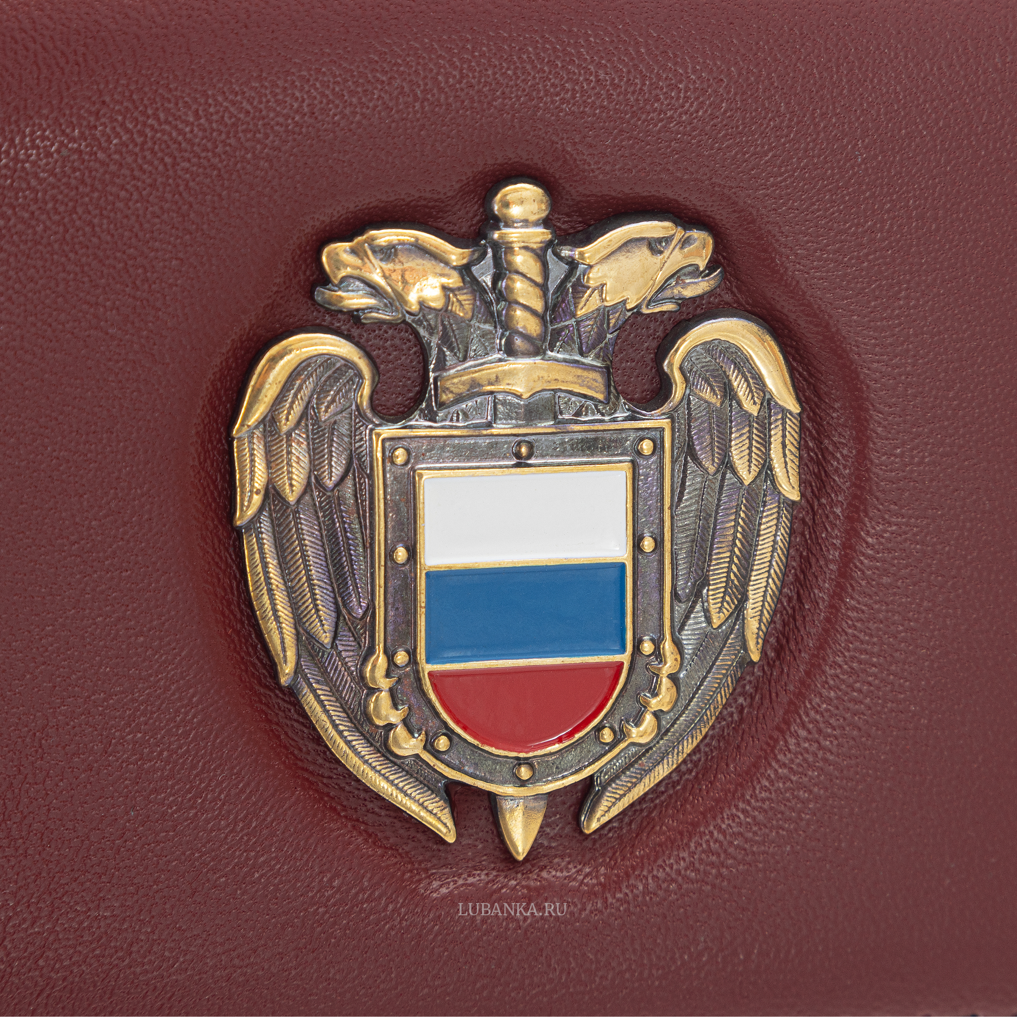 Обложка для удостоверения ФСО с жетоном узкая пухлая бордовая